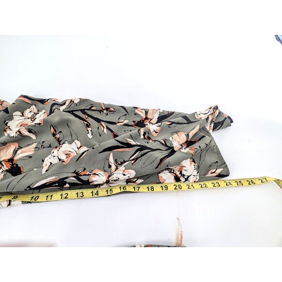 Nordstrom Rack Green Wide Leg Floral Ankle Pants Stretch Pockets XL 34"x24" - Picture 9 of 9